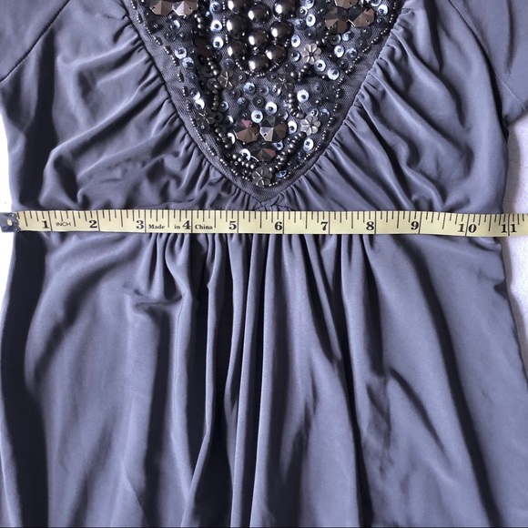 Pewter Grey Beaded Dress Size M  Kitty Kat - Picture 8 of 16